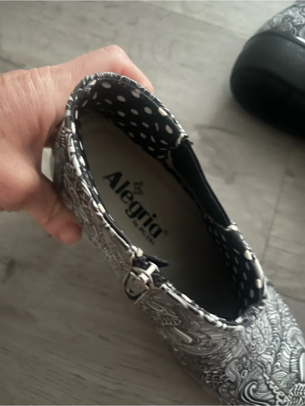 Alegria Black & White Patterned Ankle Rain Boots